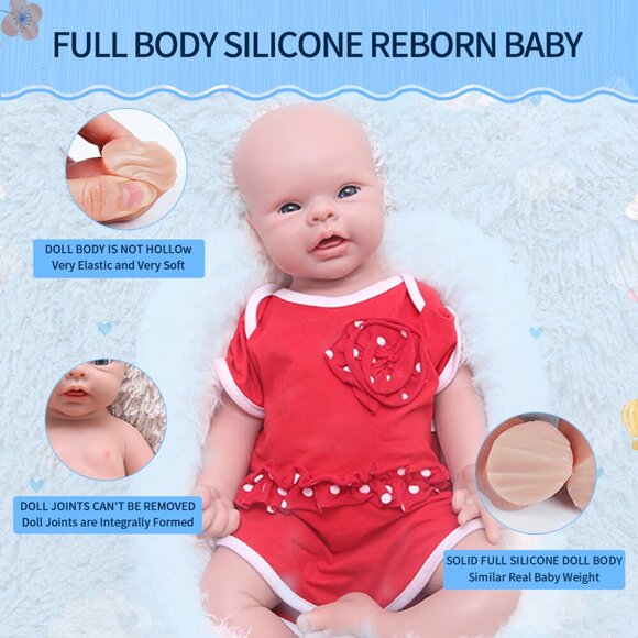IVITA 20'' Full Soft Body Silicone Newborn Smiling Open Eyes Baby Girl Doll - Picture 7 of 14